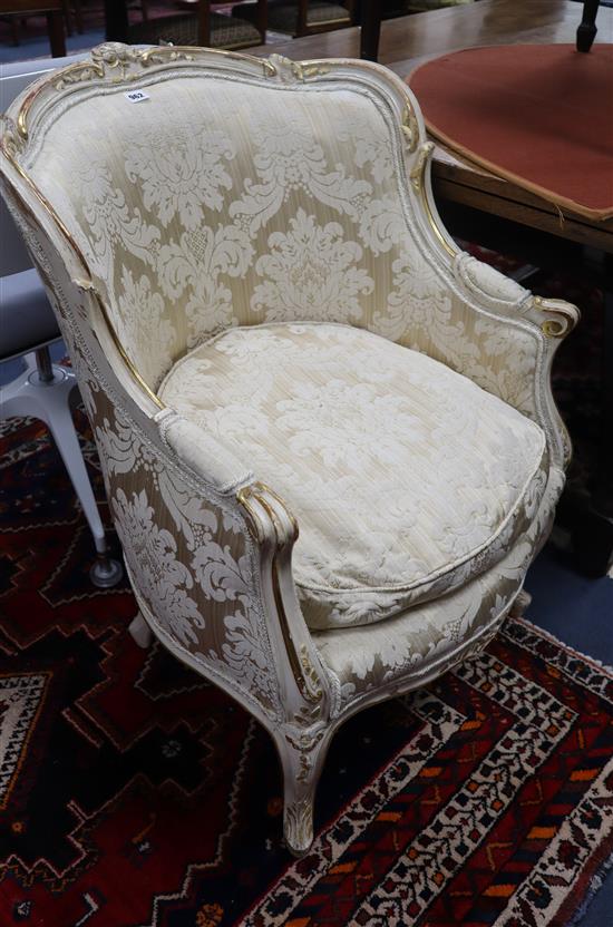 A Louis XV style painted and parcel-gilt armchair